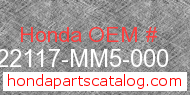 Honda 22117-MM5-000 genuine part number image