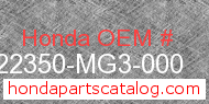 Honda 22350-MG3-000 genuine part number image