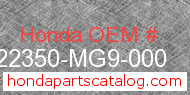 Honda 22350-MG9-000 genuine part number image