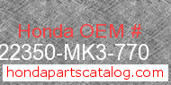 Honda 22350-MK3-770 genuine part number image