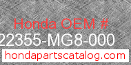 Honda 22355-MG8-000 genuine part number image