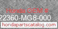 Honda 22360-MG8-000 genuine part number image