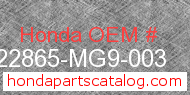 Honda 22865-MG9-003 genuine part number image
