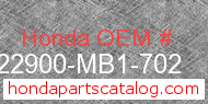 Honda 22900-MB1-702 genuine part number image