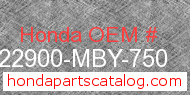 Honda 22900-MBY-750 genuine part number image