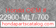 Honda 22900-ML7-700 genuine part number image