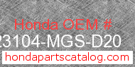 Honda 23104-MGS-D20 genuine part number image