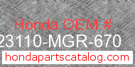 Honda 23110-MGR-670 genuine part number image