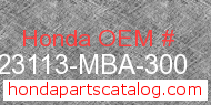 Honda 23113-MBA-300 genuine part number image