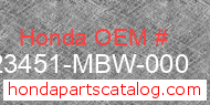 Honda 23451-MBW-000 genuine part number image