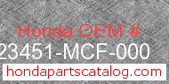 Honda 23451-MCF-000 genuine part number image