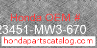 Honda 23451-MW3-670 genuine part number image