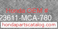 Honda 23611-MCA-780 genuine part number image