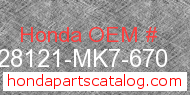 Honda 28121-MK7-670 genuine part number image
