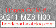 Honda 30211-MZ8-H00 genuine part number image