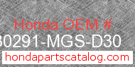 Honda 30291-MGS-D30 genuine part number image