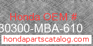 Honda 30300-MBA-610 genuine part number image