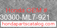Honda 30300-ML7-921 genuine part number image