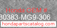 Honda 30383-MG9-306 genuine part number image