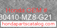 Honda 30410-MZ8-G21 genuine part number image