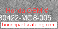 Honda 30422-MG8-005 genuine part number image