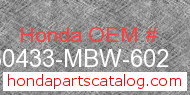 Honda 30433-MBW-602 genuine part number image
