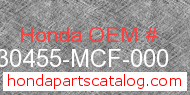 Honda 30455-MCF-000 genuine part number image
