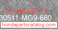 Honda 30511-MG9-680 genuine part number image