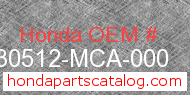 Honda 30512-MCA-000 genuine part number image