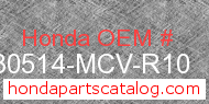 Honda 30514-MCV-R10 genuine part number image