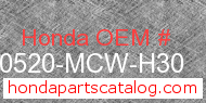 Honda 30520-MCW-H30 genuine part number image