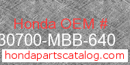 Honda 30700-MBB-640 genuine part number image