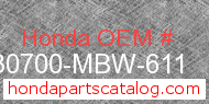 Honda 30700-MBW-611 genuine part number image
