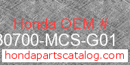 Honda 30700-MCS-G01 genuine part number image