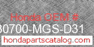 Honda 30700-MGS-D31 genuine part number image