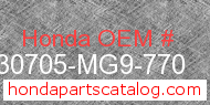Honda 30705-MG9-770 genuine part number image