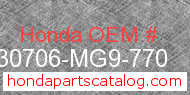 Honda 30706-MG9-770 genuine part number image