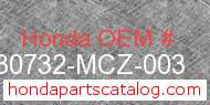 Honda 30732-MCZ-003 genuine part number image