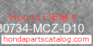 Honda 30734-MCZ-D10 genuine part number image