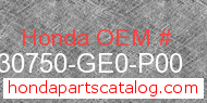 Honda 30750-GE0-P00 genuine part number image