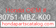 Honda 30751-MBZ-K00 genuine part number image