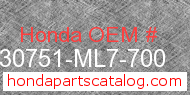 Honda 30751-ML7-700 genuine part number image