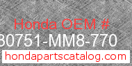 Honda 30751-MM8-770 genuine part number image