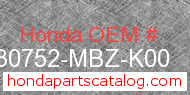 Honda 30752-MBZ-K00 genuine part number image