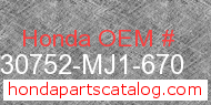 Honda 30752-MJ1-670 genuine part number image