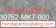 Honda 30752-MK7-000 genuine part number image