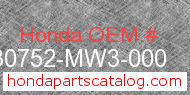 Honda 30752-MW3-000 genuine part number image