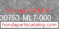 Honda 30753-ML7-000 genuine part number image