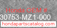Honda 30753-MZ1-000 genuine part number image