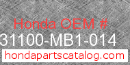 Honda 31100-MB1-014 genuine part number image